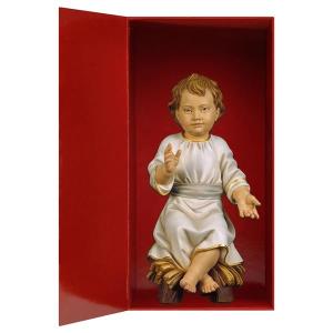 Jesukind mit Kleid auf Wiege + Geschenkbox